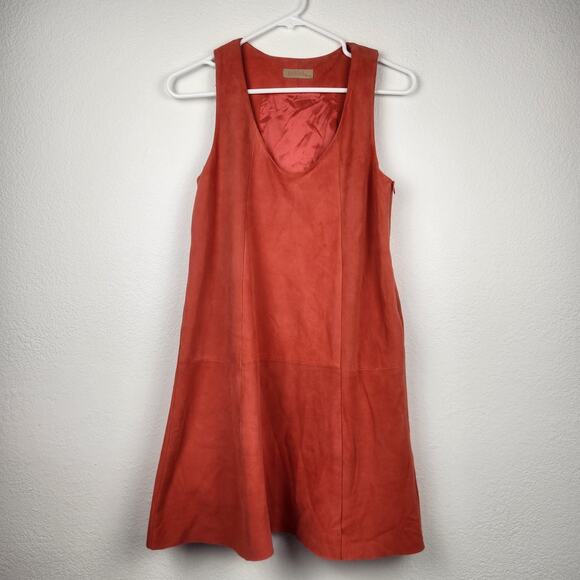 Drome Abito Pelle Suede Dress in Coral Size XS Sleeveless Mini NWT - Picture 1 of 11